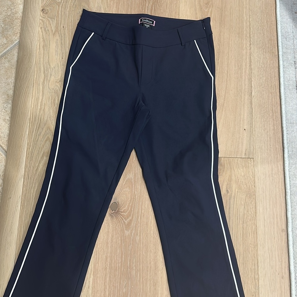 GOLFTINI NAVY WHITE STRETCH ANKLE PANT 27"